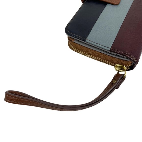 FOSSIL Madison zip clutch wristlet Leather wallet PATCHWORK - Picture 6 of 10